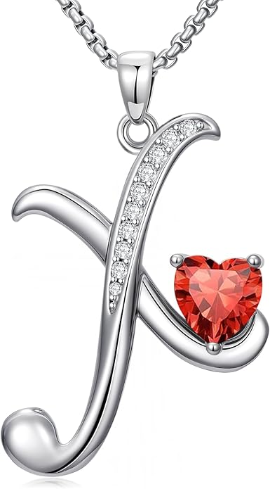 Christmas Gifts for Women Alphabet A to Z Initial Birthstone Pendant Necklaces for Women - 18k White Gold Plated Personalized Name Jewelry Valentine Mothers Day Birthday Gifts for Women Her Girlfriend