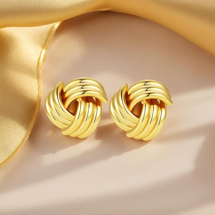 Trendy 14K Gold Plated Knot Earrings are Thick and Charming Pendant Earrings for Women They are Lightweight Hypoallergenic Fashion Accessories Jewelry Gifts for Women
