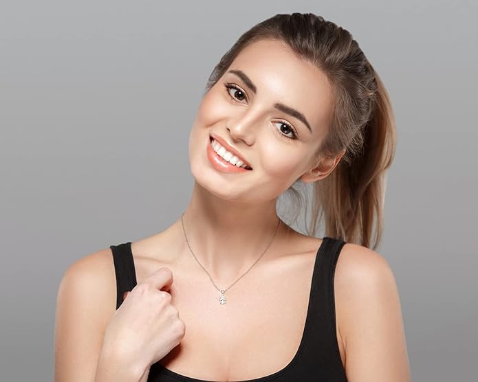 AINUOSHI Moissanite Necklace for Women, 1CT, 2CT, 3CT, 4CT Solitaire Moissanite Pendant Necklace, D-E Color with GRA Certificate, 925 Sterling Silver with 18K Gold Plating, Mother Mom Wife Girlfriend Gifts with Jewelry Box Packed