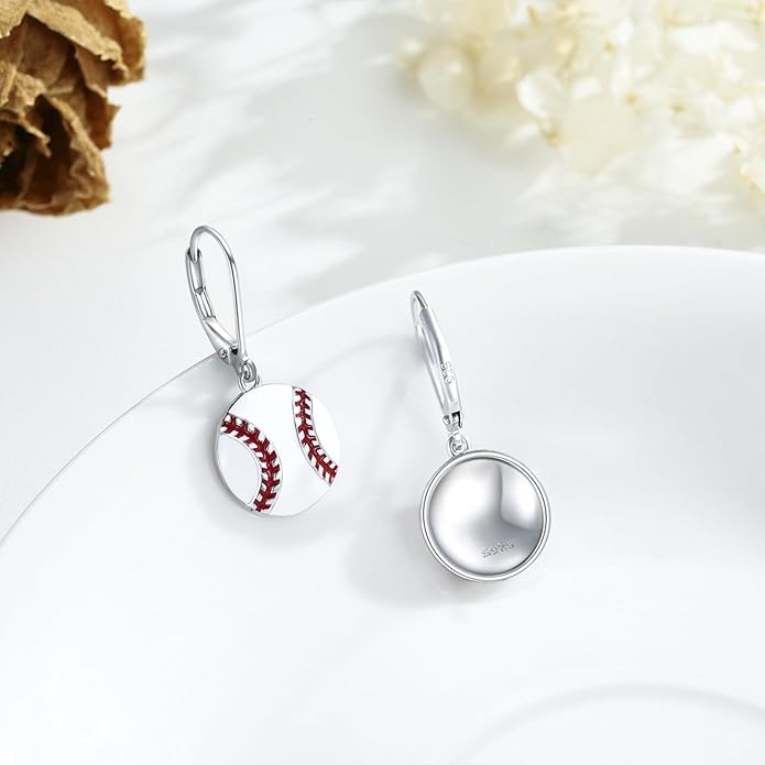 JUSTKIDSTOY 925 Sterling Silver Ball Earrings Sports Leverback Dangle Drop Earrings Jewelry Gifts for Women Girls