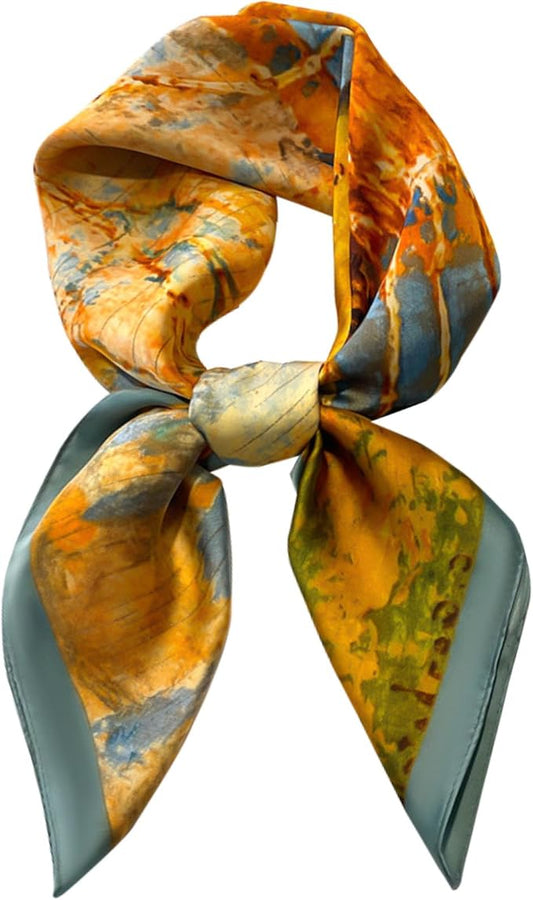 kcctoo 27.5" Mulberry Silk Feeling Head Scarf Women's Fashion Square Neck Satin Scarfs for Bag Hair Scarves Gift