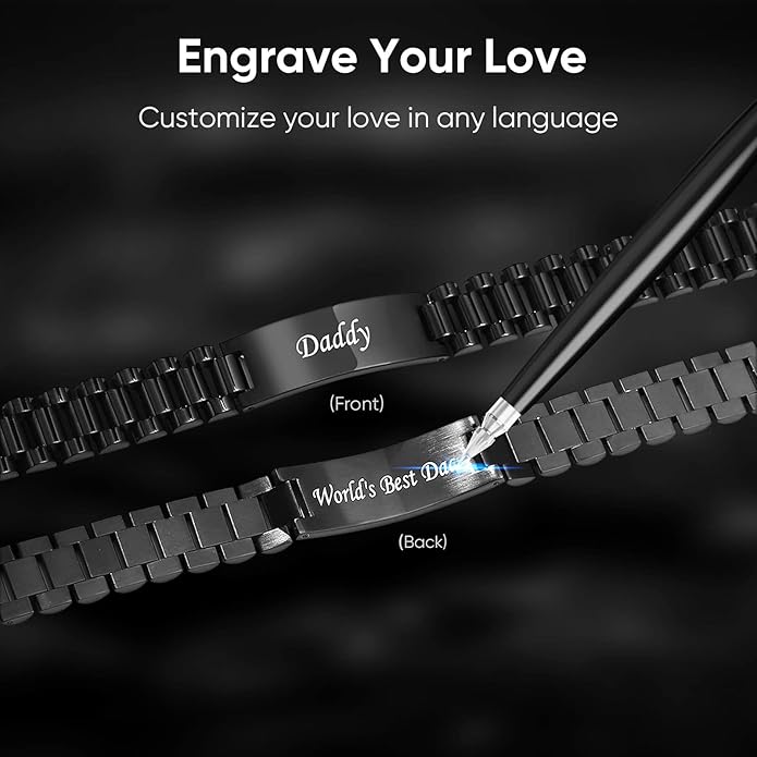 VNOX Masculine Watch Band Stainless Steel Link Bracelet Personalized Jewelry Gift for Men DAD Father Husband Boyfriend