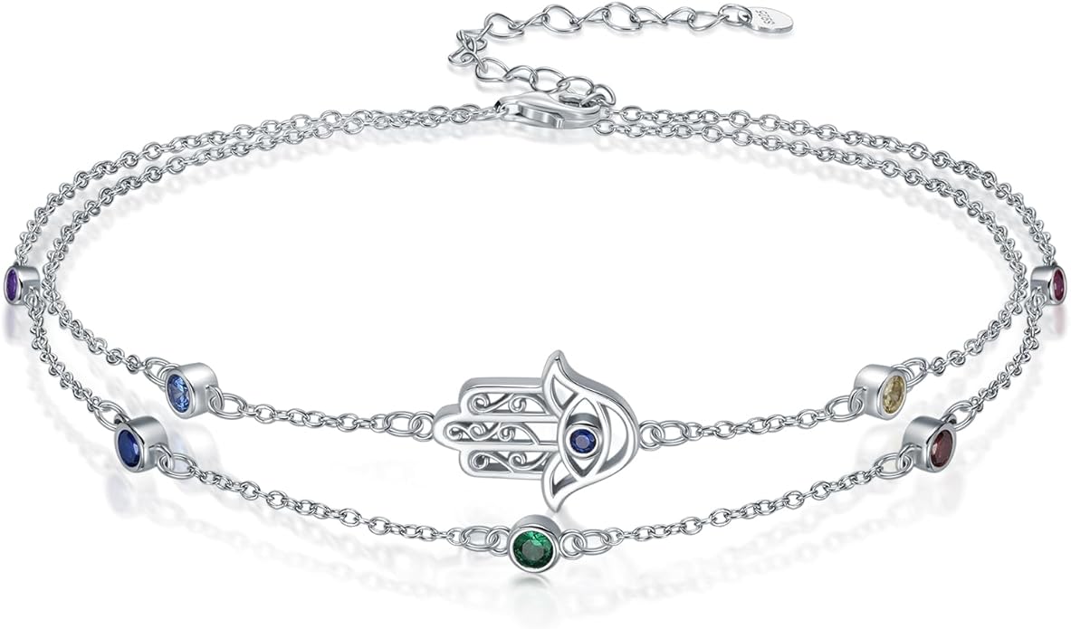 Dorunmo Anklet Bracelets For Women 925 Sterling Silver Birthstone/Infinity/Butterfly/Evil Eye/Turtle/Pineapple/Starfish/Heart Anklets Bracelets Jewelry Gifts for Women