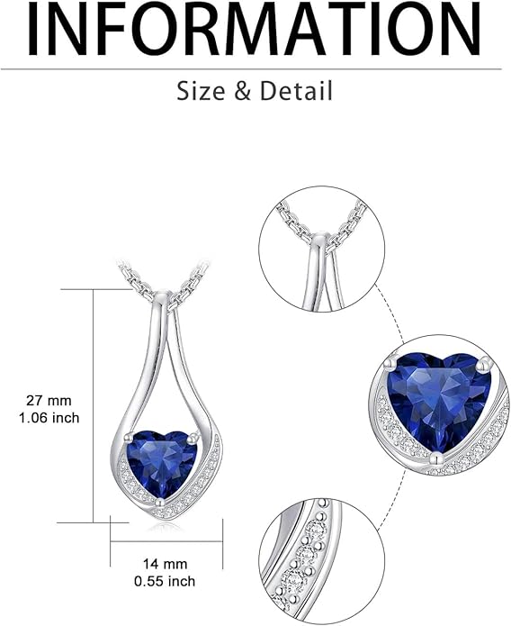 Birthstone Necklaces for Women,18k Yellow/White Gold Plated Forever Love Heart Infinity Pendant Necklace Anniversary Jewelry Christmas Birthday Gifts for Women Her Wife Girlfriend