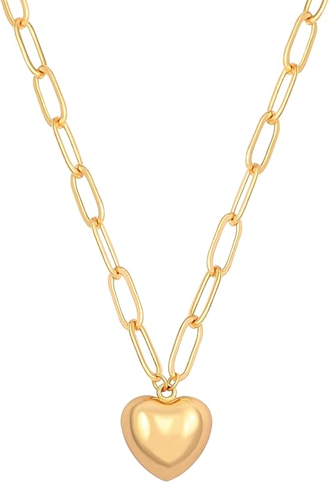 CANEVINKA Dainty Cross Medallion/Heart Pendant Chain Necklace 18K Gold Plated Oval Choker Fashion OT Toggle Jewelry Handmade for Women Simple Gold Charm Necklace