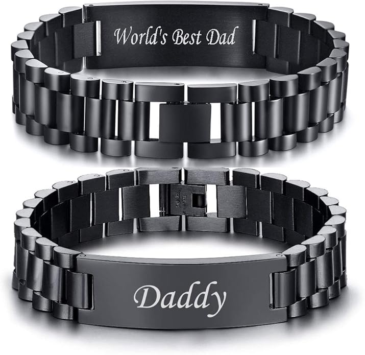 VNOX Masculine Watch Band Stainless Steel Link Bracelet Personalized Jewelry Gift for Men DAD Father Husband Boyfriend
