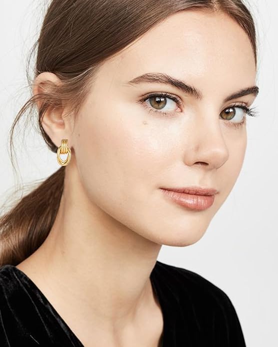 14K Gold Plated Knot Earrings for Women Gold Silver Earrings Heart Link Drop Dangle Earring Chunky Golden Knotted Statement Jewelry