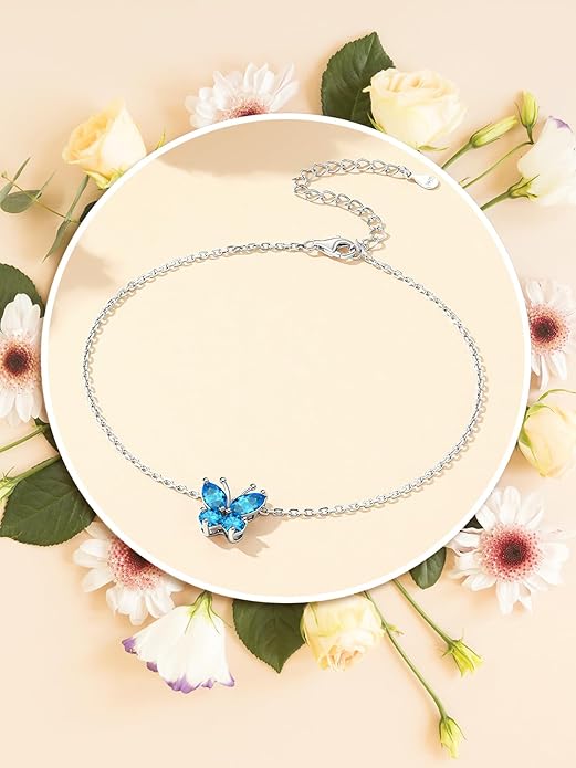 Custom4U Personalized Infinity Ankle Bracelets for Women 925 Sterling Silver Anklet Bracelet Endless Love Symbol Birthstone Charm Adjustable Foot Chain Jewelry Mothers Day Gifts for Mom Wife Women Her