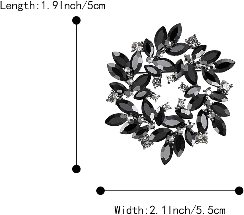 BriLove Austrian Crystal Rhinestone Elegant Flower Marquise Wreath Brooches for Women