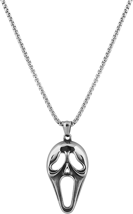 Sacina Ghost Pendant Necklace, Gothic Emo Punk Grunge Necklace, Goth Jewelry, Christmas Jewelry Gift for Women
