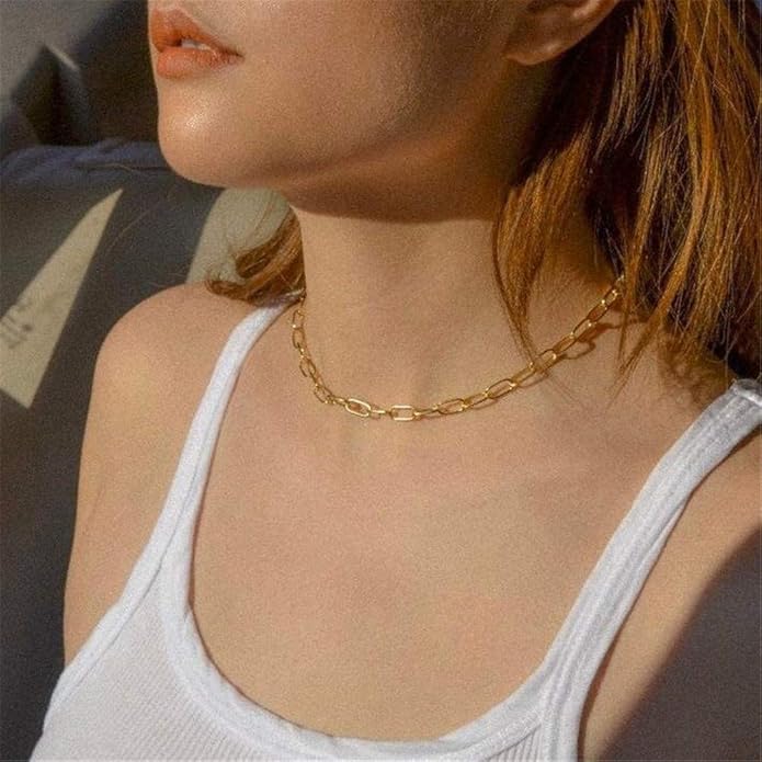 Turandoss Dainty Layered Choker Necklace, Handmade Y Pendant Necklace Multilayer Bar Disc Necklace Adjustable Layering Choker Necklaces for Women