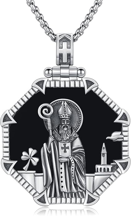Taioiat Saint Necklace 925 Sterling Silver St Necklace Amulet Pendant Jewelry Religious Gift for Men Women