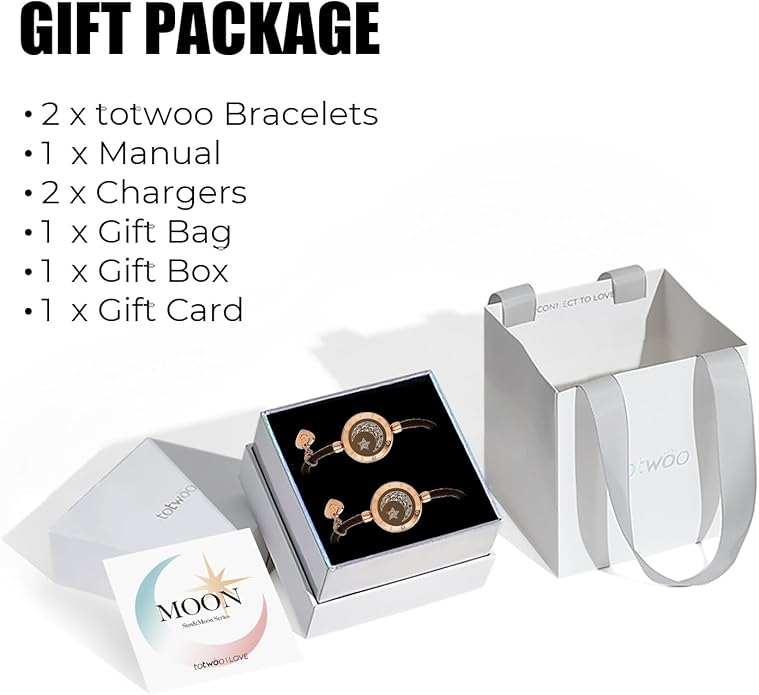TOTWOO Long Distance Touch Bracelets for Couples, Smart Light & Vibration Love Jewelry, Long Distance Valentines Day Gifts for Him Her Women Men, One-to-One Bluetooth Pairing via App