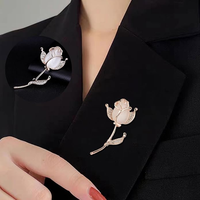Crystal Pearl Flower Brooches Pins Fashion Beautiful Created Rhinestone Floral Brooch Good Idea for Party Dance Wedding Banquet for Elegant Women Girl