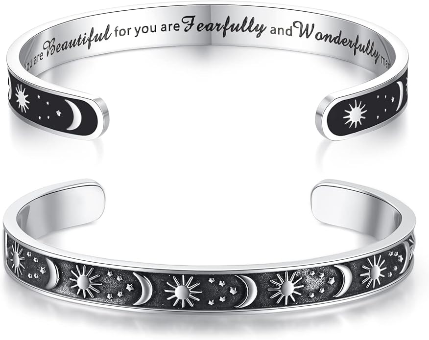 TONY & SANDY Inspirational Bracelets for Women Teen Girls Personalized Gifts for Daughter Granddaughter Mom Sister Friends Stainless Steel Engraved Cuff Birthday Easter Christmas