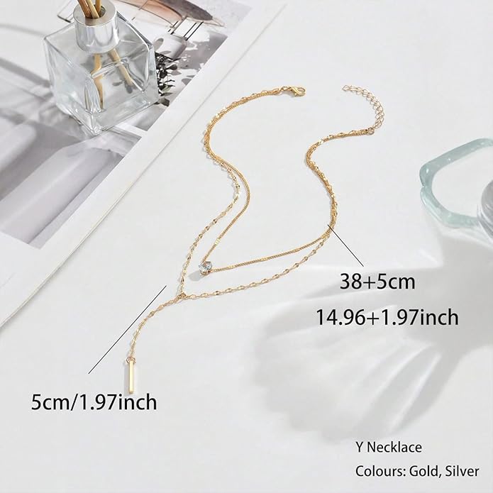 Otxas Lariat Necklace for Women Long Y Shaped Necklaces for Women Drop Necklace Y Shaped Jewelry