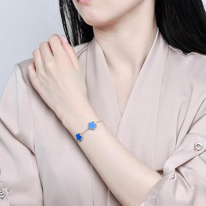 18K Gold-Plated Four Leaf Clover Bracelet for Women,Adjustable lucky Bracelet Set Jewelry Gift-Hypoallergenic Charm for Birthdays, Wellness & Daily Wear