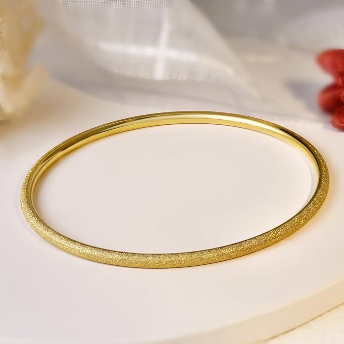 Kainier 3mm 14K Gold Plated Bracelet Stainless Steel Glossy Stackable Thin Round Bangle Bracelet for Women Solid Plain Polished Bracelet Best Gifts for Love
