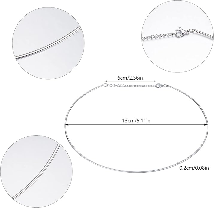 HooAMI Stainless Steel Silver Choker Necklace for Women