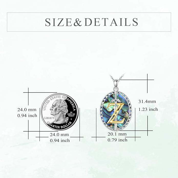 VONALA Artemis's/Poseidon's/Athena's/Weapons Necklace S925 Sterling Silver Plated Abalone Pendant Necklace for Women Men for Women Men