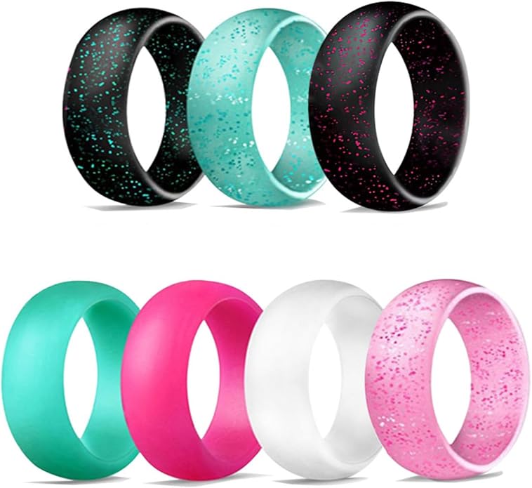 hexiaoxiao Silicone Ring Women Rubber Wedding Bands for her 5.7mm Wide,2mm Thick