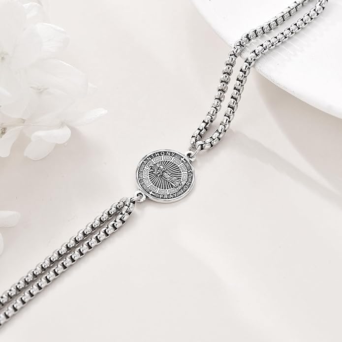 YFN Patron Saint Bracelet Sterling Silver Religious Protector Bracelet Jewelry Gift for Women Men