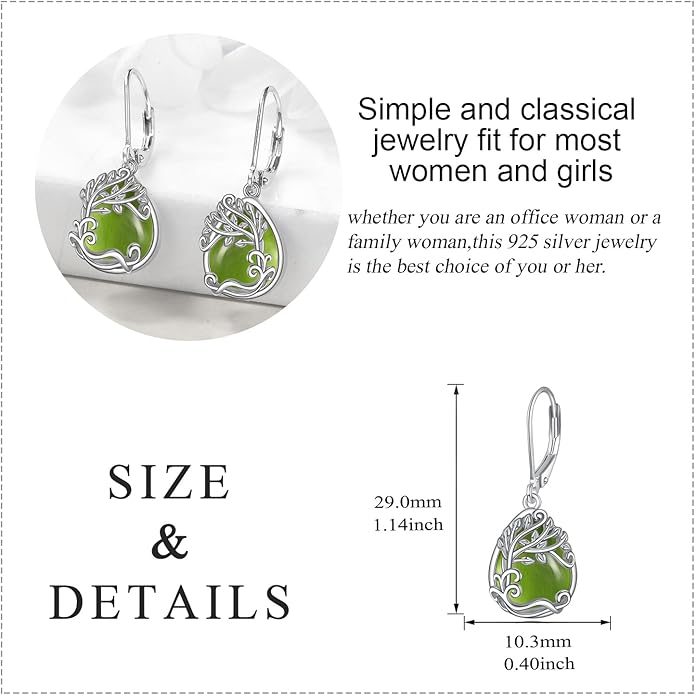 Moonstone Filigree Drop Dangle Teardrop Earrings 925 Sterling Silver Moonstone Leverback Earrings for Women Jewelry Gifts
