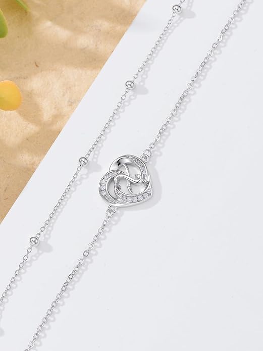 Dorunmo Initial Anklet 925 Sterling Silver Letter A-Z Layered Heart Anklet Beach Jewelry Birthday Gifts for Women