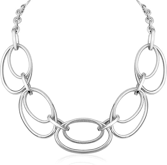 Chunky Gold Necklace for Women: 14k Gold Plated Loop Chain Link Statement Choker Necklace for Women - Chunky Fashion Pendant Jewelry