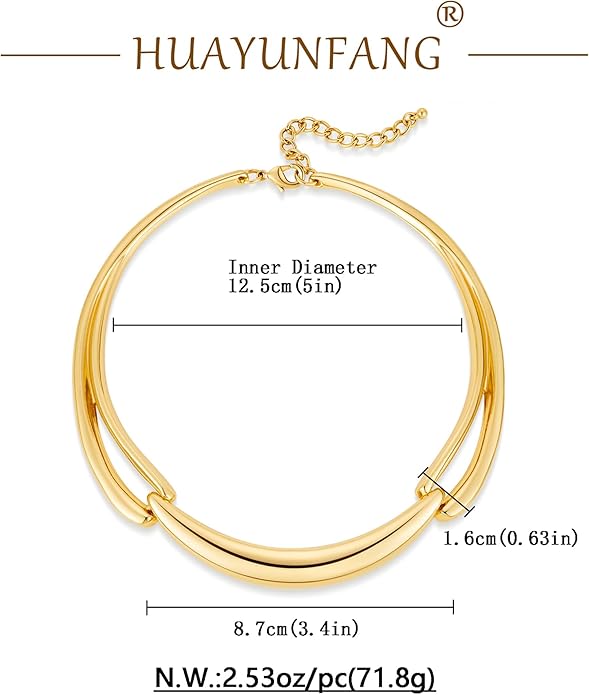 Chunky Gold Choker Collar Necklace for women Trendy Adjustable Gold Choker Necklace Statement Jewelry