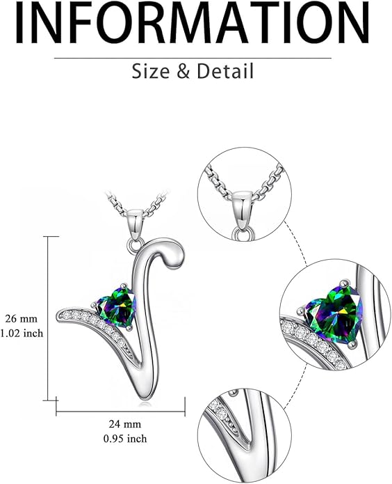 Christmas Gifts for Women Alphabet A to Z Initial Birthstone Pendant Necklaces for Women - 18k White Gold Plated Personalized Name Jewelry Valentine Mothers Day Birthday Gifts for Women Her Girlfriend