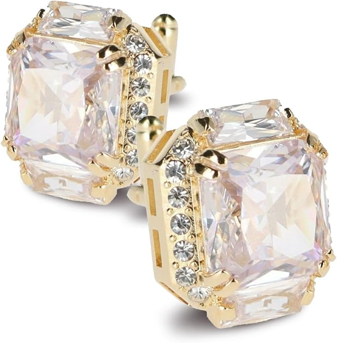 Rectangular Colored Diamond-Flanked Crystal Cuff Links – Tuxedo Suit Accessories, Cufflinks for Men