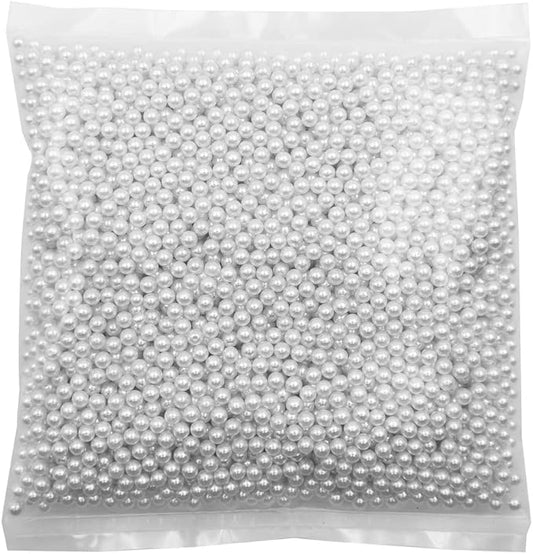 INSPIRELLE 5mm White Polished ABS Undrilled Art Faux Pearls for Vase Fillers, 3800pcs No Hole Imitation Round Pearl Beads for Home Decoration