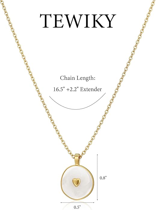 Tewiky Cute Heart Necklace Tiny 14k Gold Heart Pendant Choker Necklaces Small Gold Love Open Heart Chain Necklace for Women Dainty Gold Necklace Gifts for Her