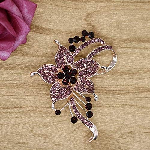 Crystal Pearl Flower Brooches Pins Fashion Beautiful Created Rhinestone Floral Brooch Good Idea for Party Dance Wedding Banquet for Elegant Women Girl