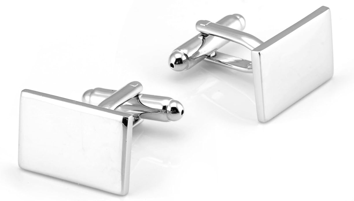 Jonwo Classic Rectangle Stainless Steel Men's Cufflinks in Gift Box Classic Tuxedo Shirt Cuff Link for Wedding Formal Business