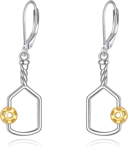 Pickleball/Tennis/Soccer/Volleyball/Golf/Hockey/Basketball Earrings for Women 925 Sterling Sliver Sports Ball Earrings Pickle Ball Dangle Earrings Pickleball Jewelry Gifts for Women Lover