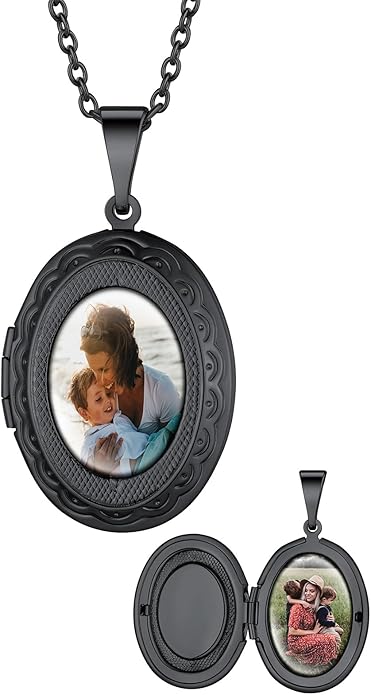 Supcare Locket Necklace That Holds Pictures-Engraved Photo Pendant Custom Jewellery Gifts for Men Women (with Jewellery Gift Box)