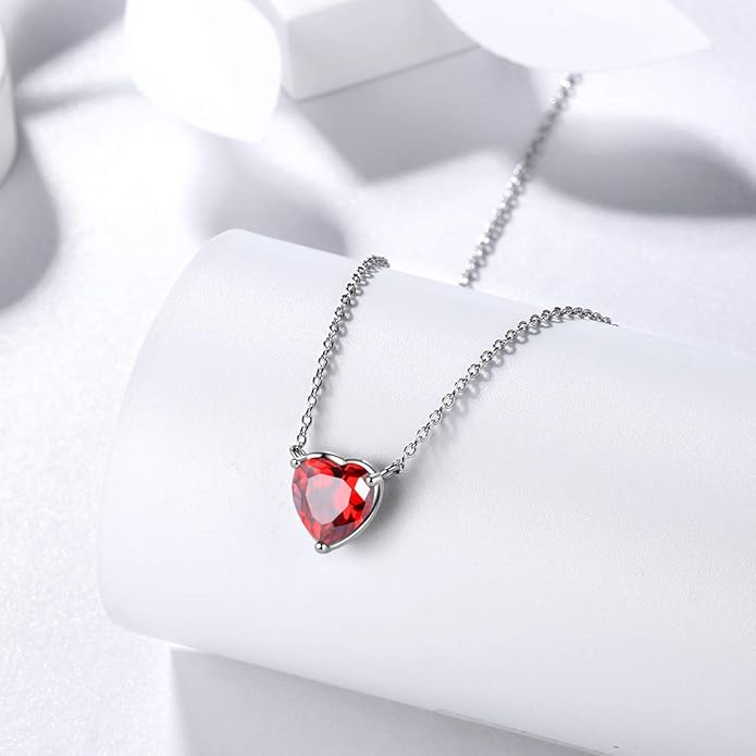 Aurora Tears 925 Sterling Silver 12 Birthstone Hearts Jewelry Women Crystal Wedding/Engagement/Bridal Heart Necklace/Earring/Ring/Bracelet Sets Jewellery