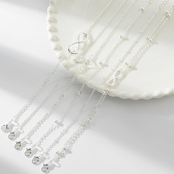 Starain 12Pcs Summer Beach Anklets for Women Waterproof Gold Silver Chain Ankle Bracelets Cute Women's Foot Anklet Set 7.9-10.5 inch Adjustable