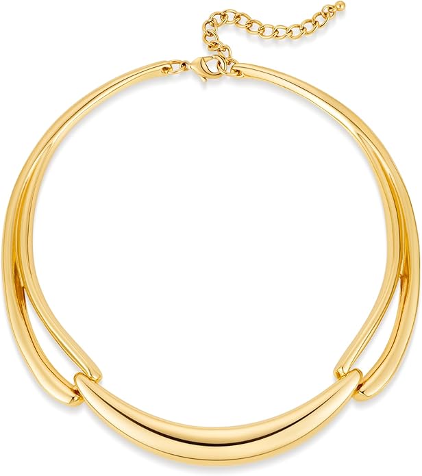 Chunky Gold Choker Collar Necklace for women Trendy Adjustable Gold Choker Necklace Statement Jewelry