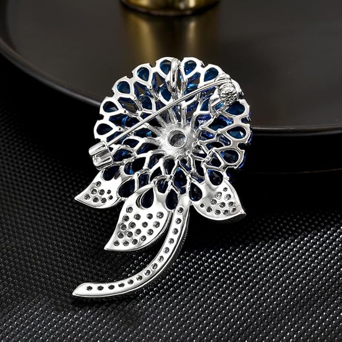 Flower Brooch Pin - Rhinestone Flower Pin 18k Gold Plated - Thanksgiving Day, Birthday, Wedding Gifts for Mom, Wife