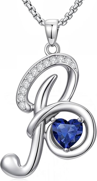 Christmas Gifts for Women Alphabet A to Z Initial Birthstone Pendant Necklaces for Women - 18k White Gold Plated Personalized Name Jewelry Valentine Mothers Day Birthday Gifts for Women Her Girlfriend