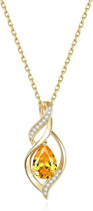 FANCIME Birthstone Necklace for Women Teardrop Necklace S925 Sterling Silver Infinity Love Birthday Gifts for Mom Women Girls, 16"+2" Inches