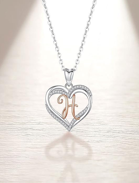 INFUSEU Unique Initial Necklaces for Women Girls Small Heart Letter Jewelry, Meaningful Personalized Gifts