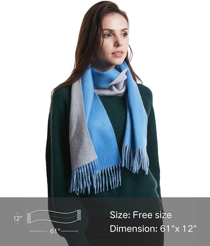 EURKEA 100% Cashmere 2025 Winter Scarf for Women Fringed Edges Warm & Soft Lightweight Solid/Plaid/Two-Tone Free Size