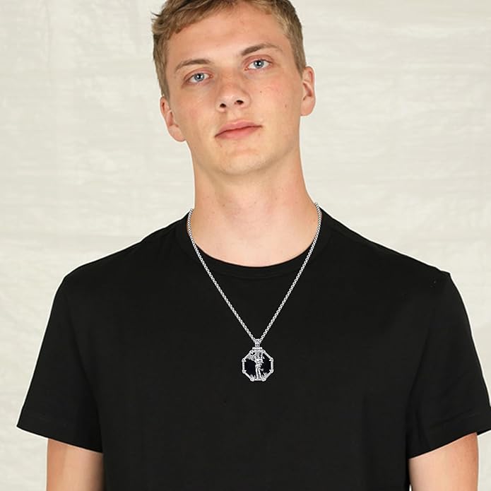 Taioiat Saint Necklace 925 Sterling Silver St Necklace Amulet Pendant Jewelry Religious Gift for Men Women