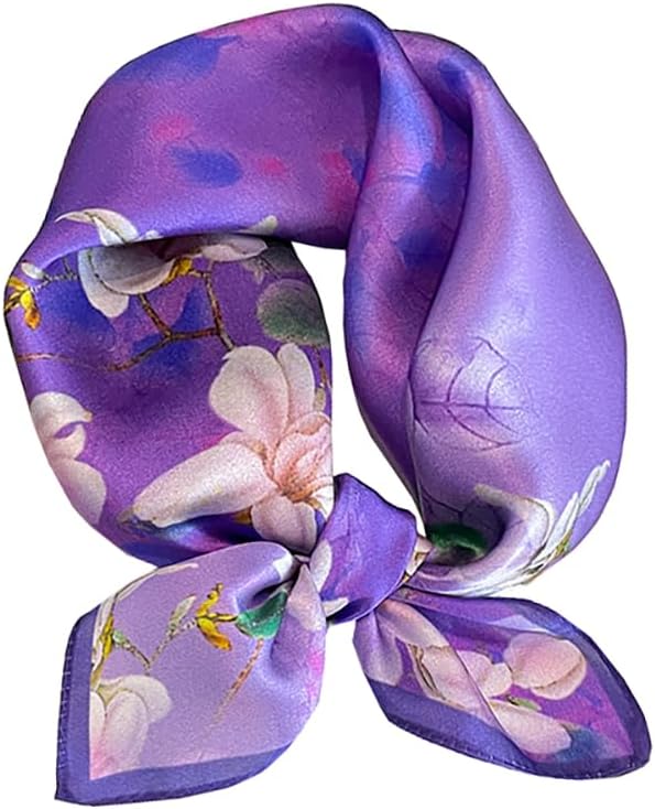 ANDANTINO 100% Mulberry Silk Scarf -21” Lightweight Square Neckerchief – Breathable Digital Printed Scarves with Gift Packed