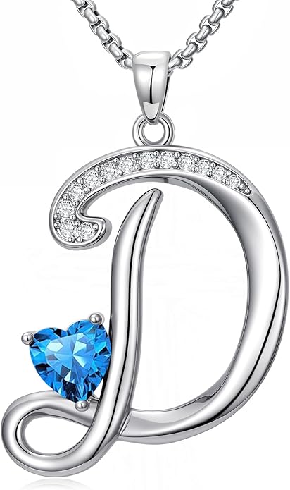 Christmas Gifts for Women Alphabet A to Z Initial Birthstone Pendant Necklaces for Women - 18k White Gold Plated Personalized Name Jewelry Valentine Mothers Day Birthday Gifts for Women Her Girlfriend