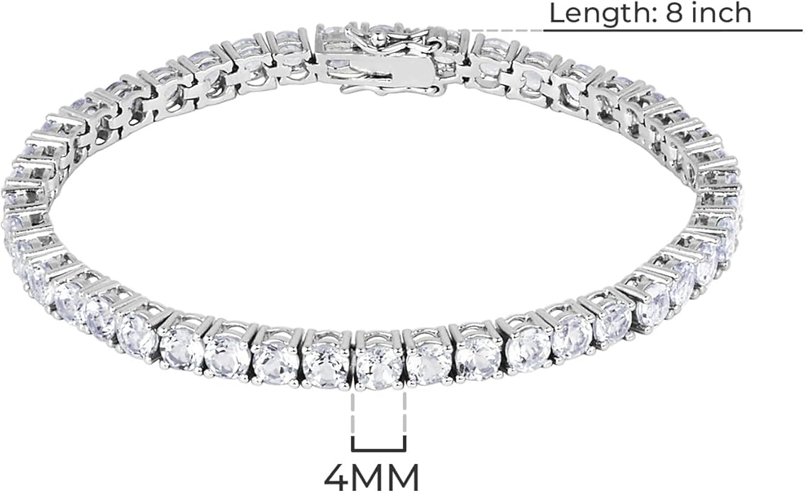 Amazon Essentials Plated Sterling Silver Round Cut Cubic Zirconia Tennis Bracelet